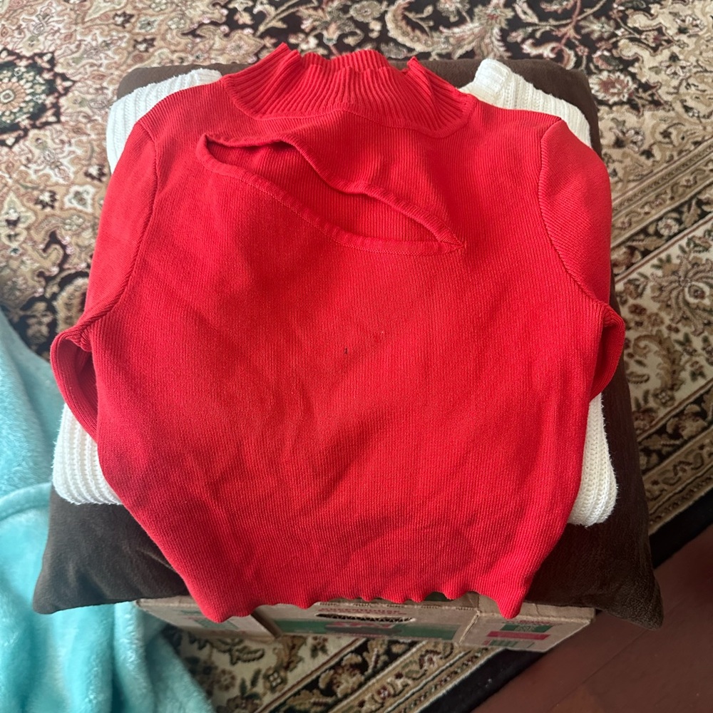 Papaya red long sleeve sweater size small